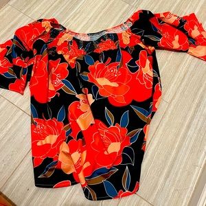 SheIn off the shoulder flowy flower top